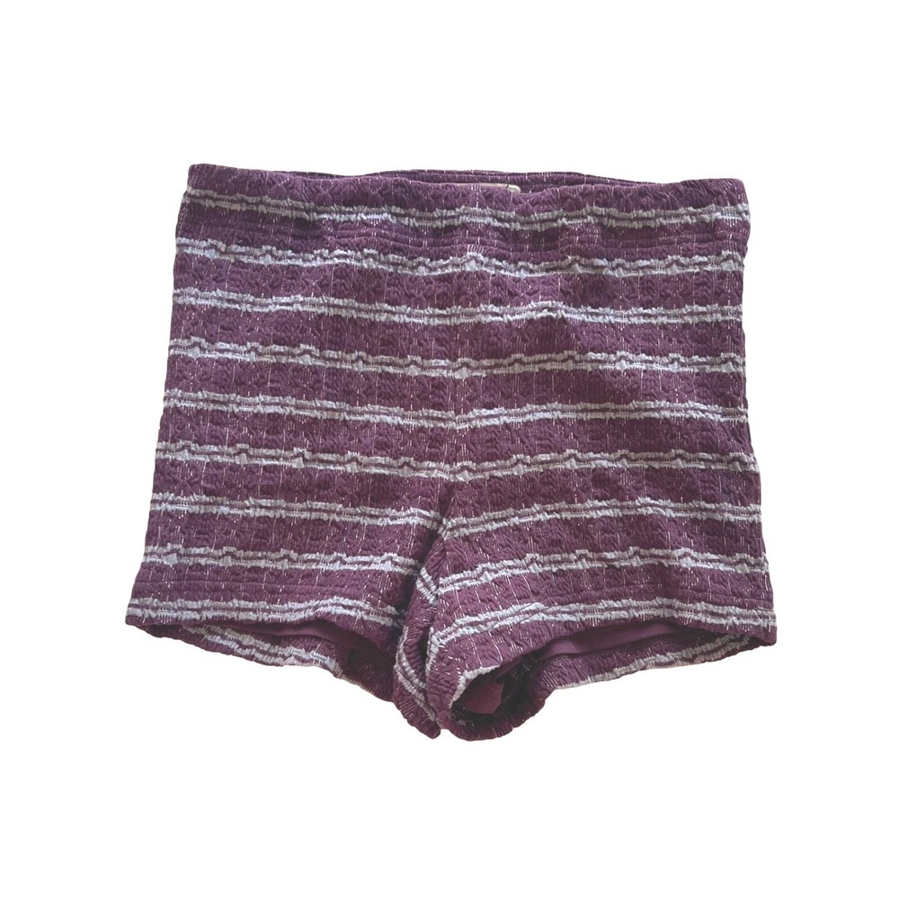 Free People NWT Plum Prune Textured Striped Stretch High Rise Shorts‎ Size 4
